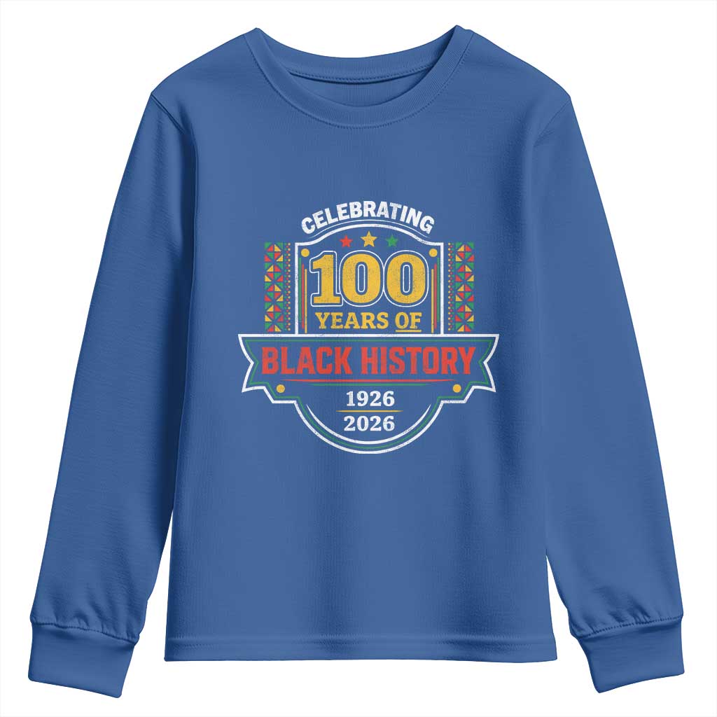 Celebrating 100 Years Of Black History Youth Sweatshirt Beginning 1926 Centennial African American Month