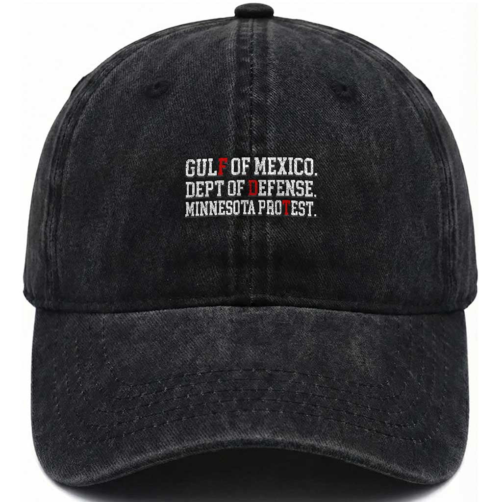 Gulf Of Mexico Dept Of Defense Minnesota Washed Cotton Baseball Cap Funny Political American Pride