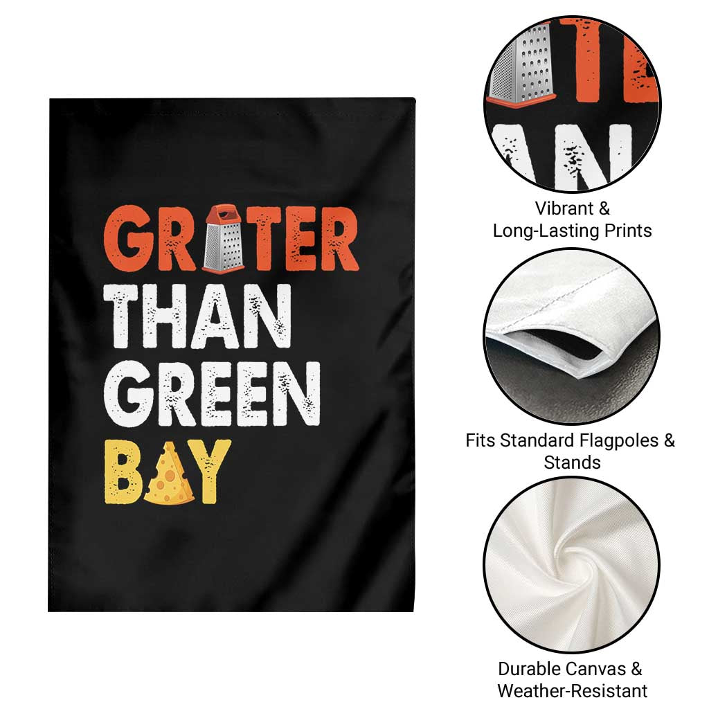 Funny Greater Than Green Bay Cheese Grate Garden Flag