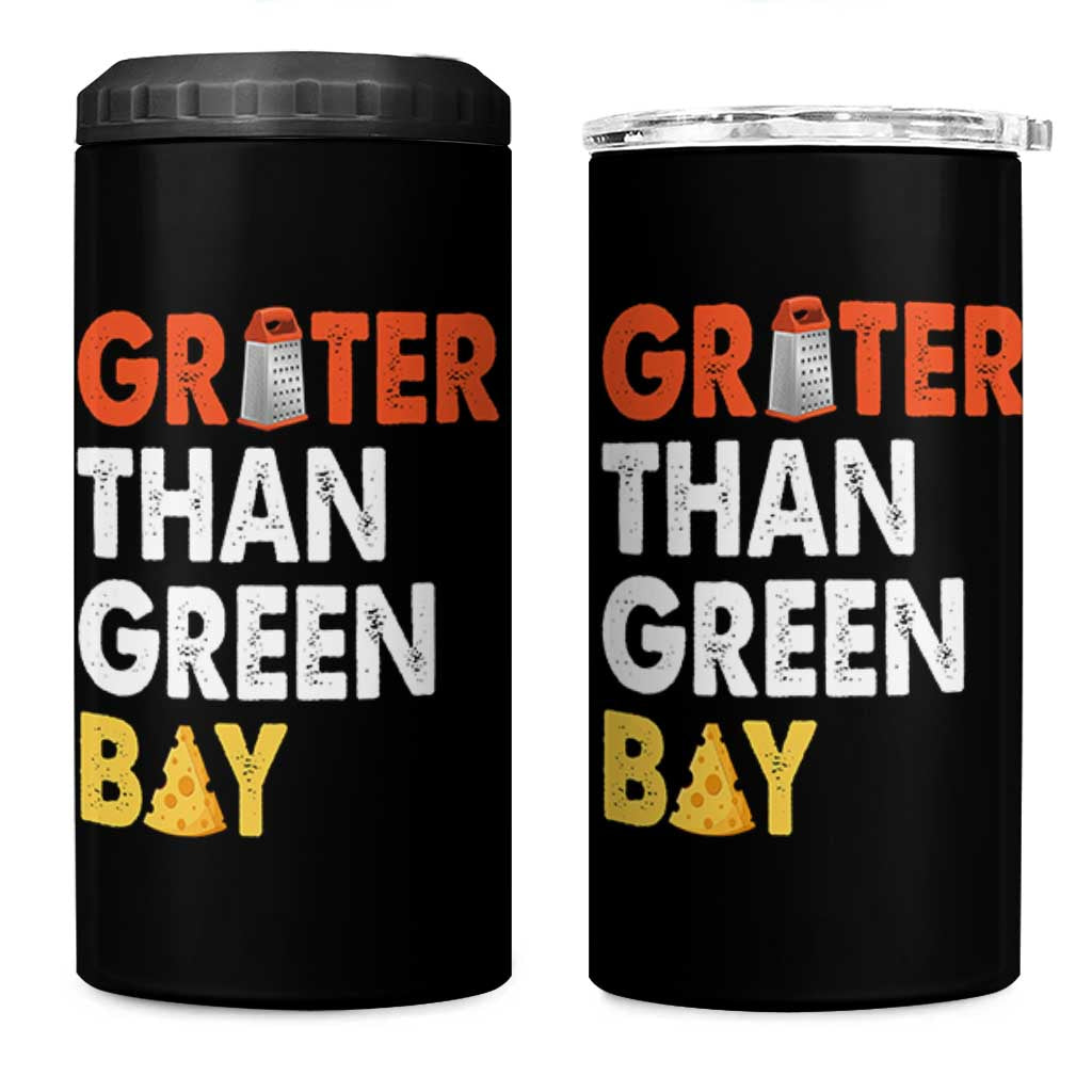 Funny Greater Than Green Bay Cheese Grate 4 in 1 Can Cooler Tumbler