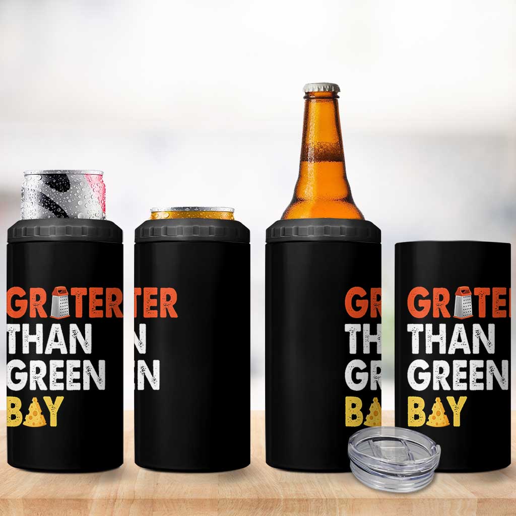 Funny Greater Than Green Bay Cheese Grate 4 in 1 Can Cooler Tumbler