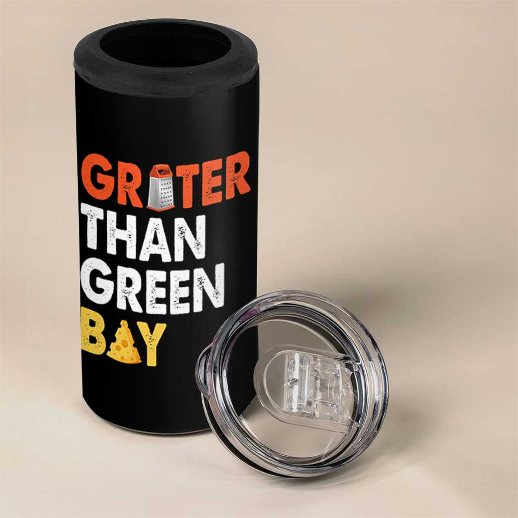 Funny Greater Than Green Bay Cheese Grate 4 in 1 Can Cooler Tumbler