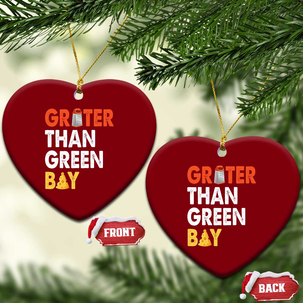 Funny Greater Than Green Bay Cheese Grate Ceramic Ornament