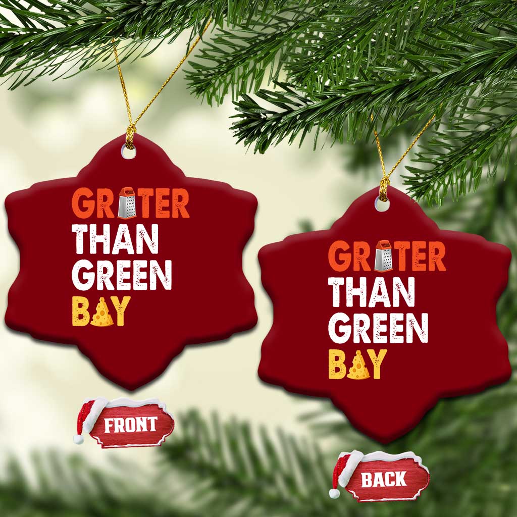 Funny Greater Than Green Bay Cheese Grate Ceramic Ornament