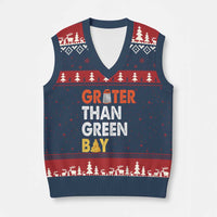 Funny Greater Than Green Bay Cheese Grate V-Neck Knit Sweater Vest
