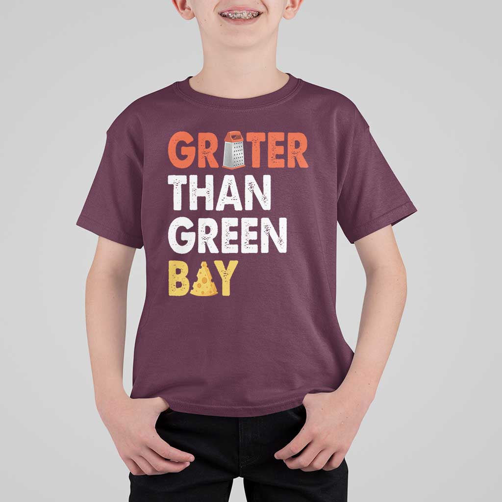 Funny Greater Than Green Bay Cheese Grate T Shirt For Kid