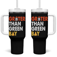 Funny Greater Than Green Bay Cheese Grate Tumbler With Handle