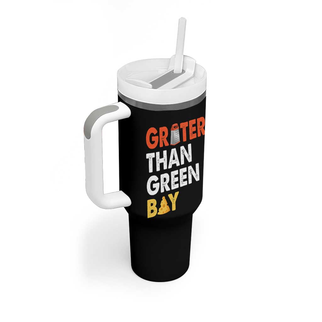 Funny Greater Than Green Bay Cheese Grate Tumbler With Handle
