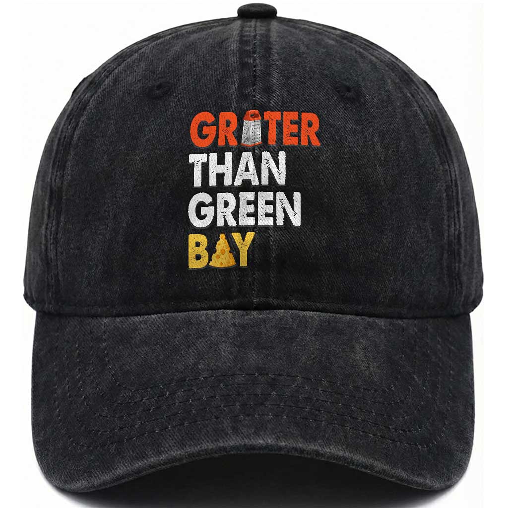 Funny Greater Than Green Bay Cheese Grate Washed Cotton Baseball Cap