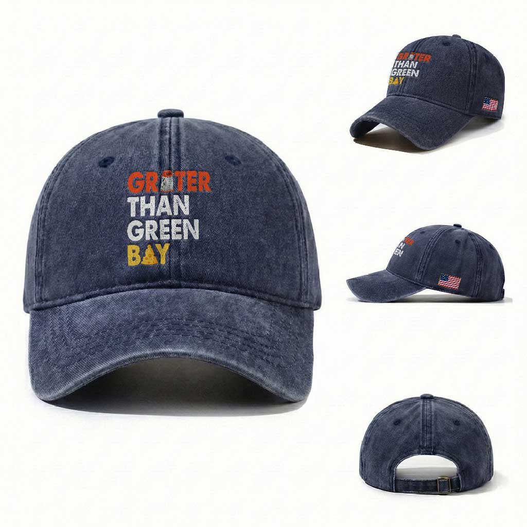 Funny Greater Than Green Bay Cheese Grate Washed Cotton Baseball Cap