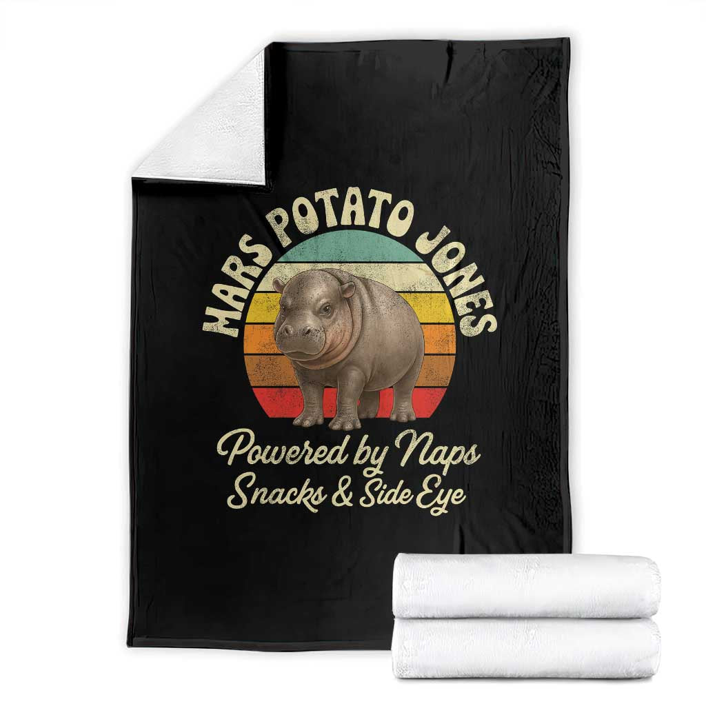 Funny Mars Potato Jones Throw Blanket Powered by Naps Snacks Side Eye Pygmy Hippo