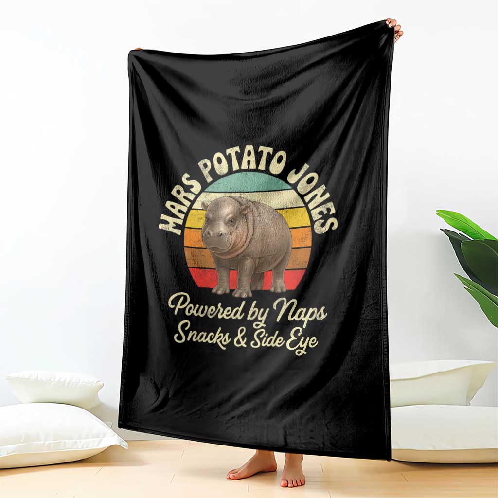 Funny Mars Potato Jones Throw Blanket Powered by Naps Snacks Side Eye Pygmy Hippo