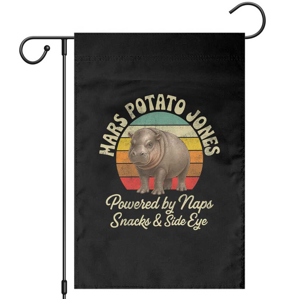 Funny Mars Potato Jones Garden Flag Powered by Naps Snacks Side Eye Pygmy Hippo