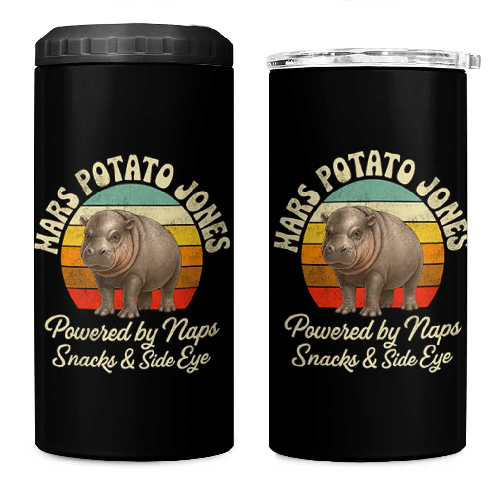 Funny Mars Potato Jones 4 in 1 Can Cooler Tumbler Powered by Naps Snacks Side Eye Pygmy Hippo