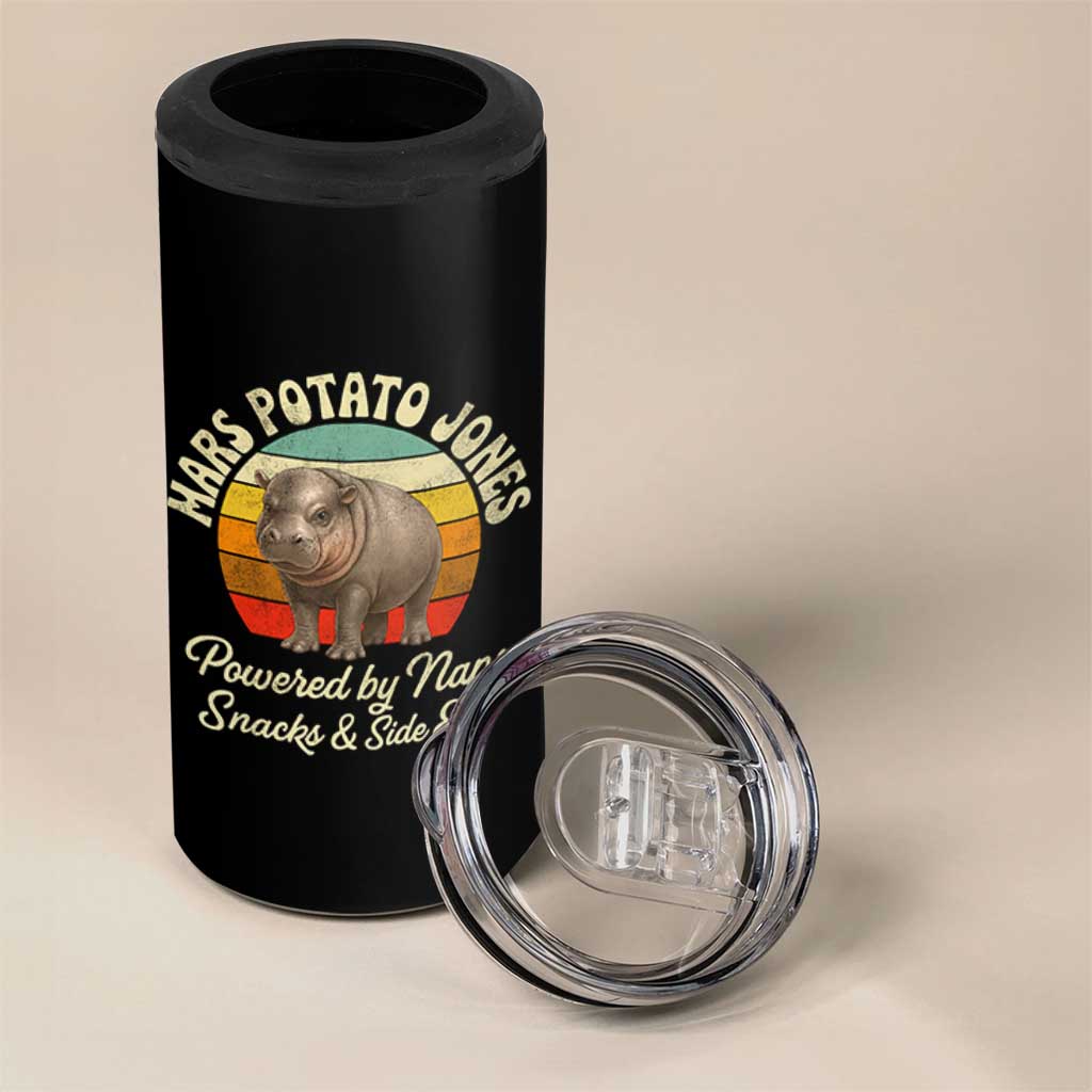 Funny Mars Potato Jones 4 in 1 Can Cooler Tumbler Powered by Naps Snacks Side Eye Pygmy Hippo