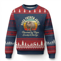 Funny Mars Potato Jones Ugly Christmas Sweater Powered by Naps Snacks Side Eye Pygmy Hippo