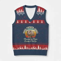 Funny Mars Potato Jones V-Neck Knit Sweater Vest Powered by Naps Snacks Side Eye Pygmy Hippo