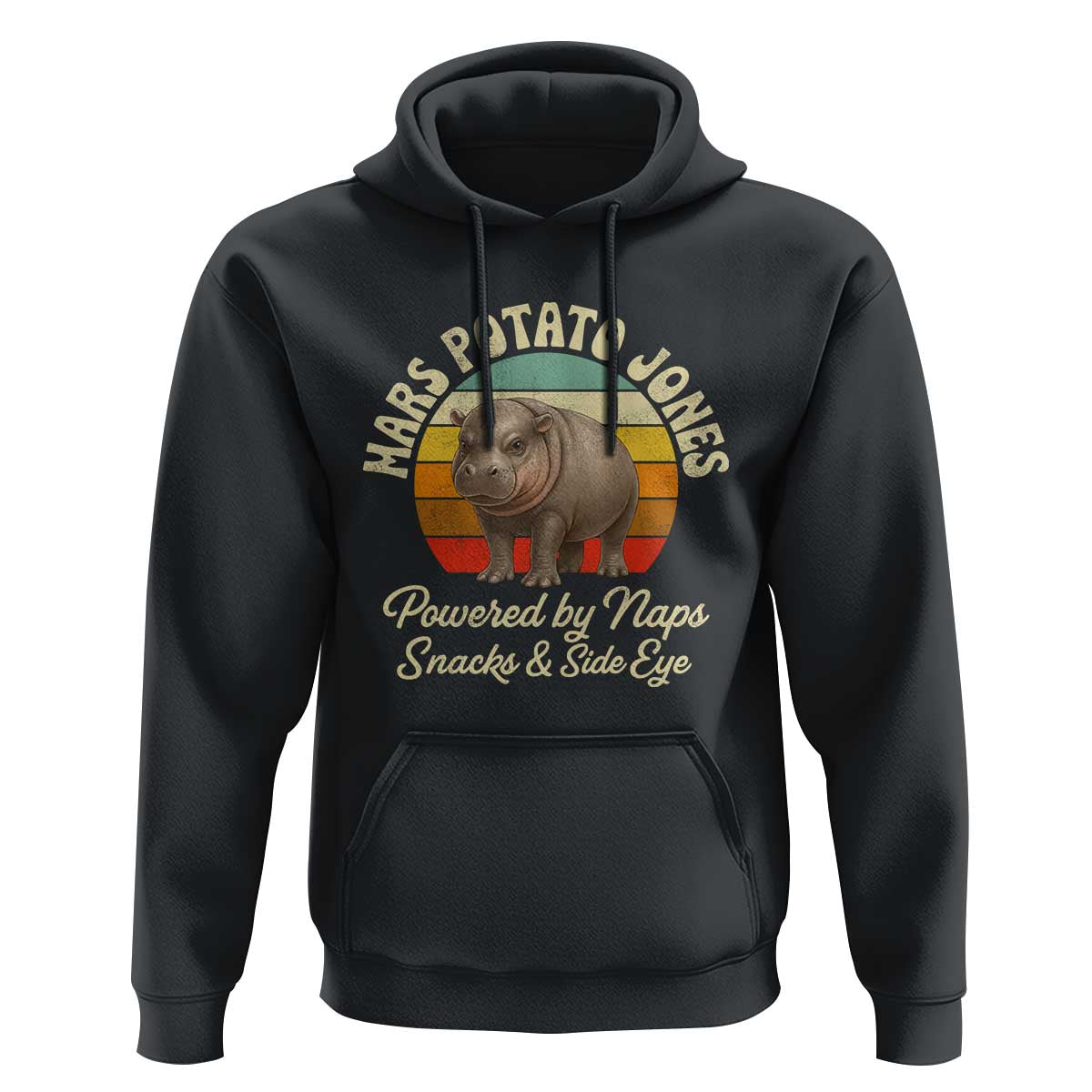 Funny Mars Potato Jones Hoodie Powered by Naps Snacks Side Eye Pygmy Hippo