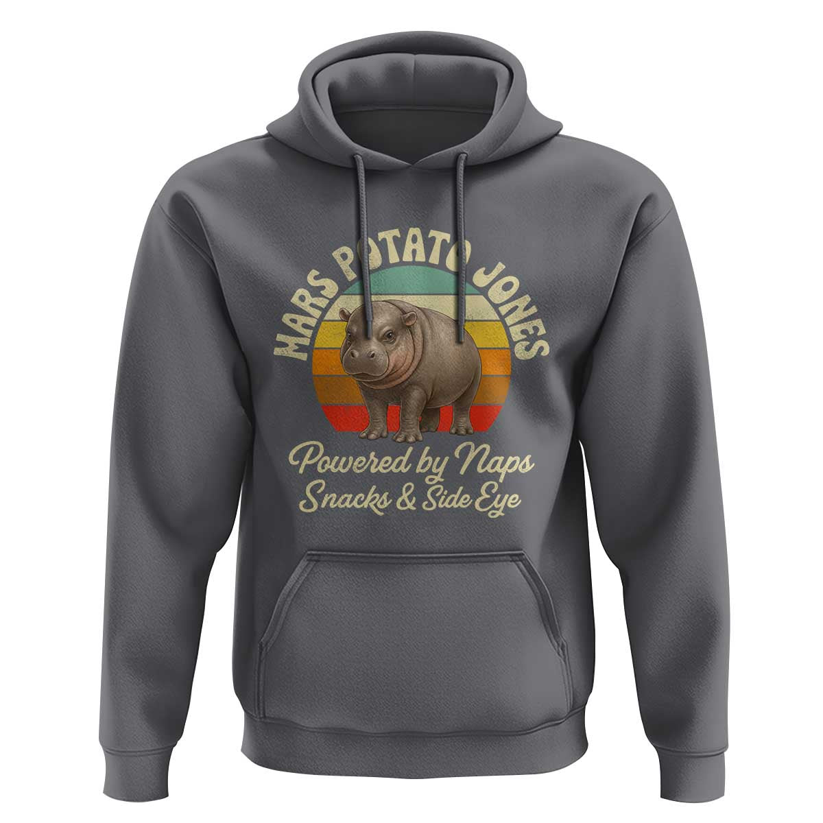 Funny Mars Potato Jones Hoodie Powered by Naps Snacks Side Eye Pygmy Hippo
