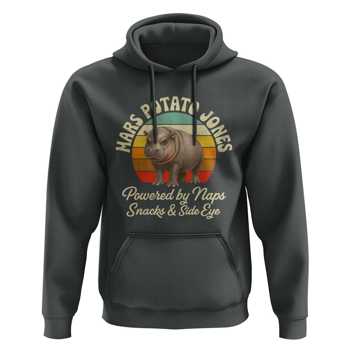 Funny Mars Potato Jones Hoodie Powered by Naps Snacks Side Eye Pygmy Hippo