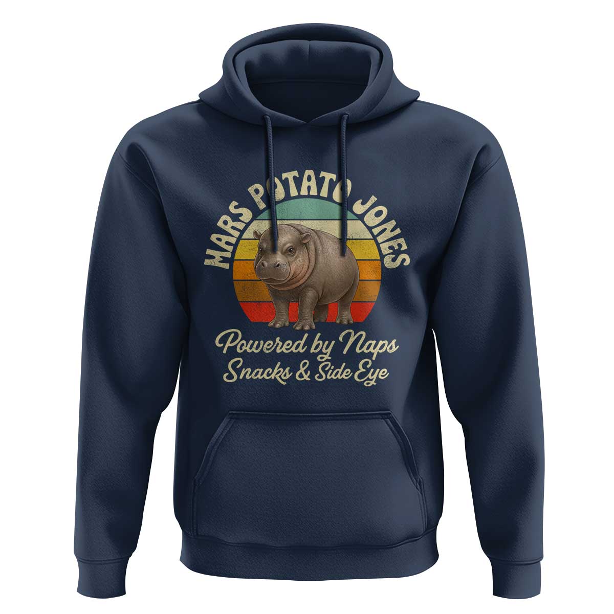 Funny Mars Potato Jones Hoodie Powered by Naps Snacks Side Eye Pygmy Hippo