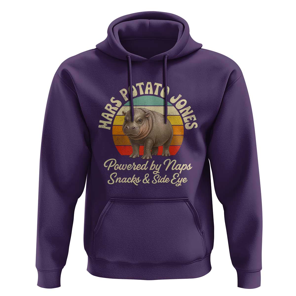 Funny Mars Potato Jones Hoodie Powered by Naps Snacks Side Eye Pygmy Hippo