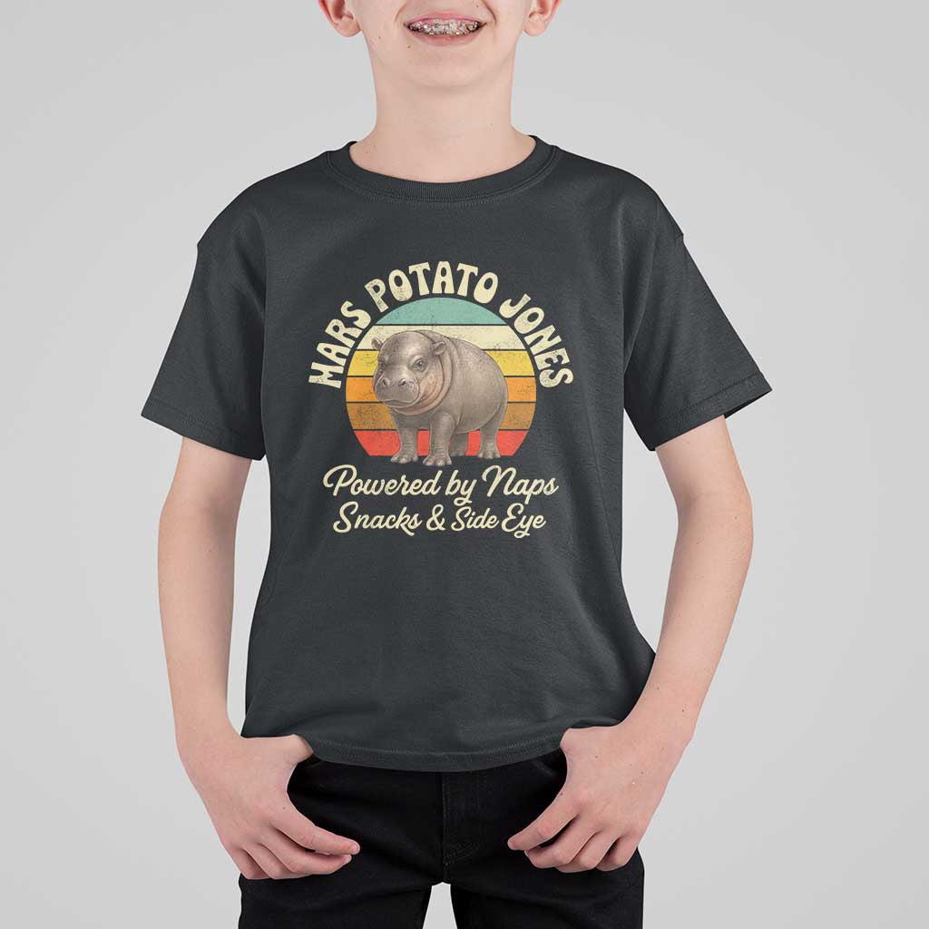 Funny Mars Potato Jones T Shirt For Kid Powered by Naps Snacks Side Eye Pygmy Hippo