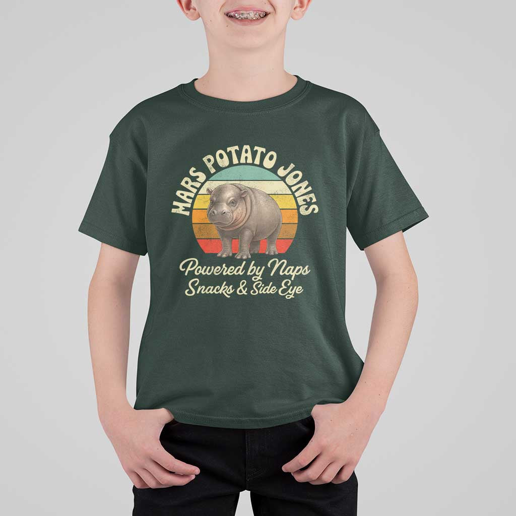 Funny Mars Potato Jones T Shirt For Kid Powered by Naps Snacks Side Eye Pygmy Hippo