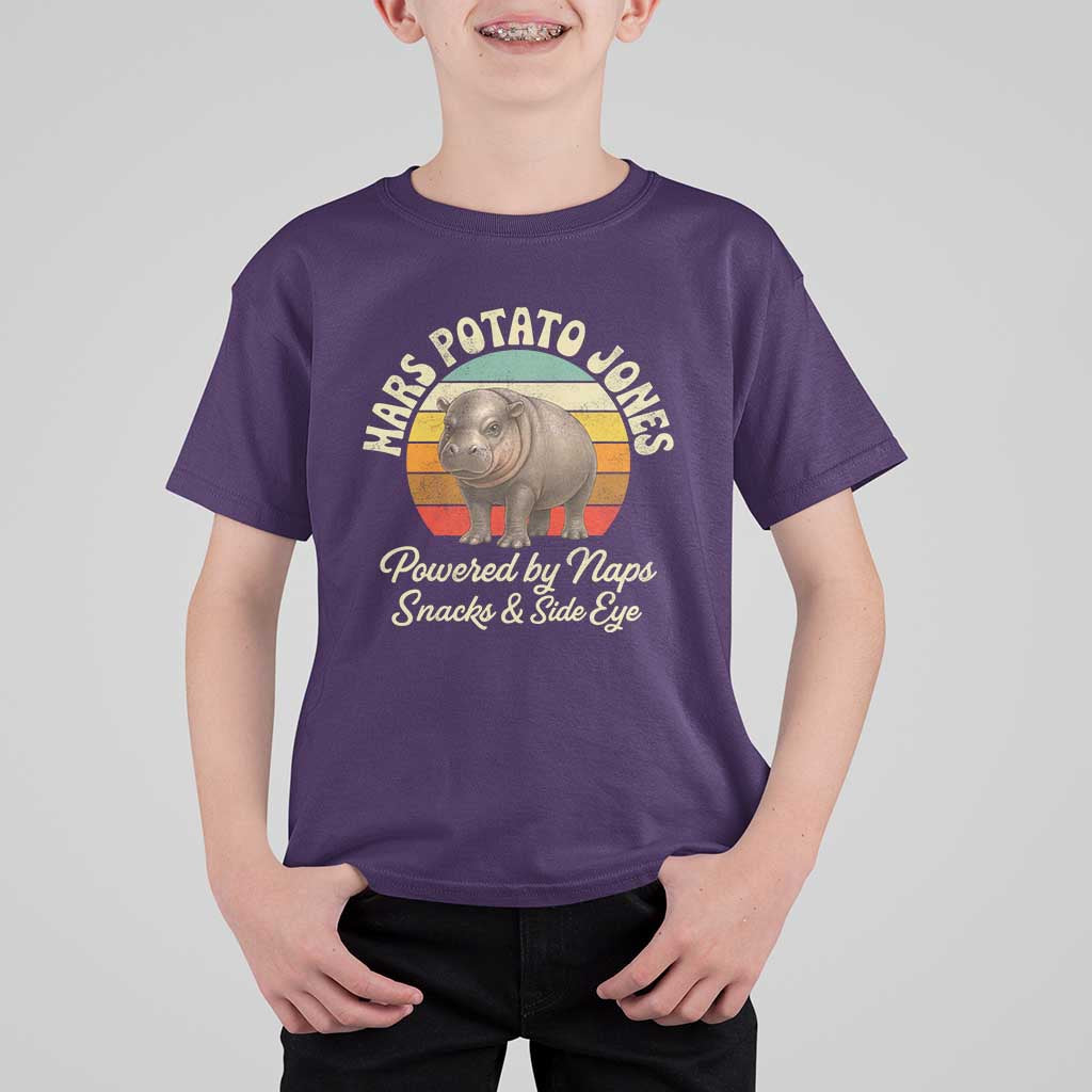 Funny Mars Potato Jones T Shirt For Kid Powered by Naps Snacks Side Eye Pygmy Hippo