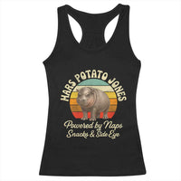 Funny Mars Potato Jones Racerback Tank Top Powered by Naps Snacks Side Eye Pygmy Hippo
