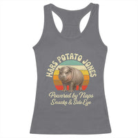 Funny Mars Potato Jones Racerback Tank Top Powered by Naps Snacks Side Eye Pygmy Hippo