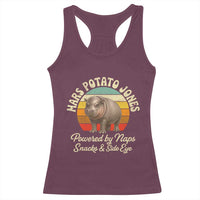 Funny Mars Potato Jones Racerback Tank Top Powered by Naps Snacks Side Eye Pygmy Hippo
