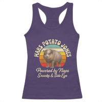 Funny Mars Potato Jones Racerback Tank Top Powered by Naps Snacks Side Eye Pygmy Hippo