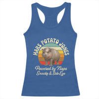 Funny Mars Potato Jones Racerback Tank Top Powered by Naps Snacks Side Eye Pygmy Hippo
