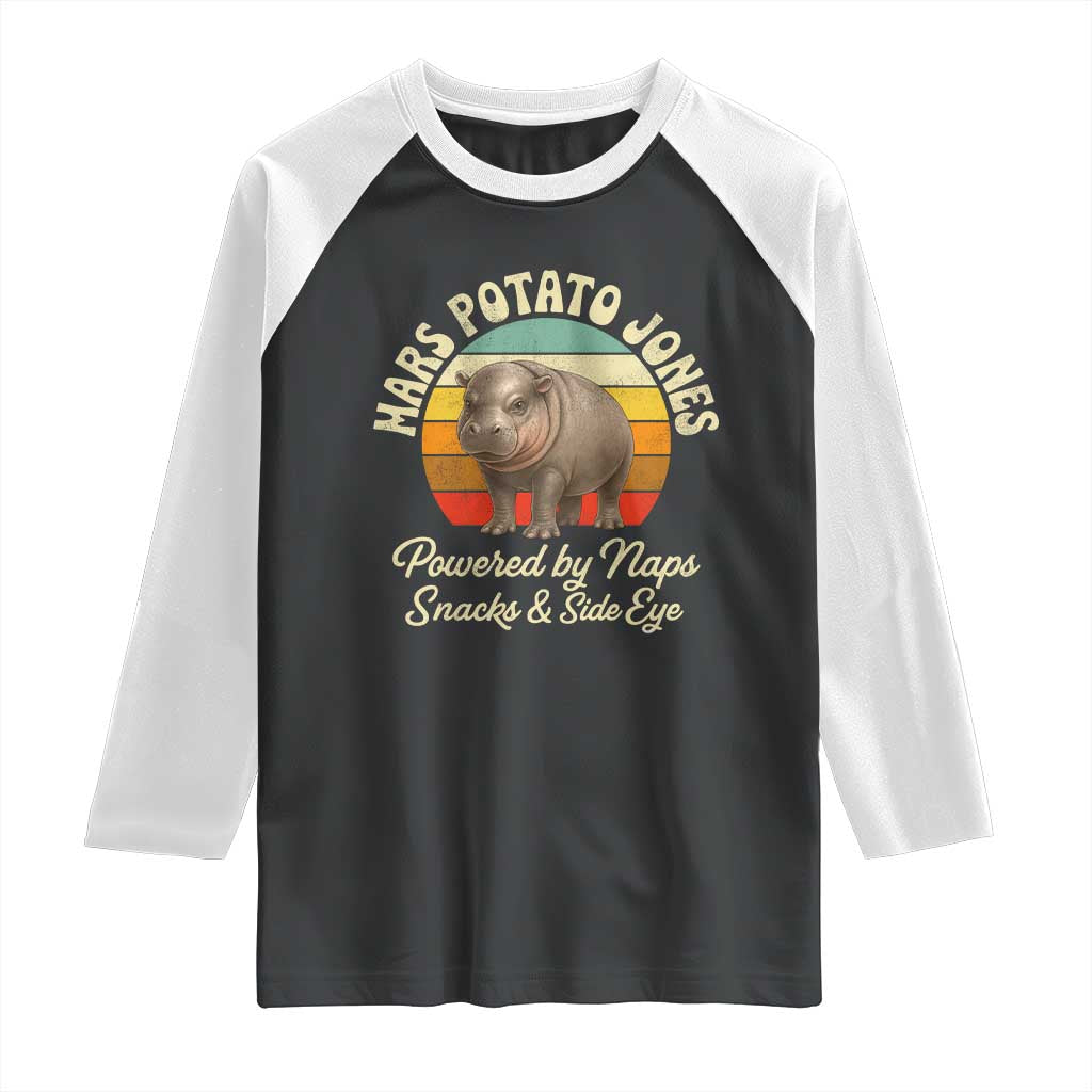 Funny Mars Potato Jones Raglan Shirt Powered by Naps Snacks Side Eye Pygmy Hippo