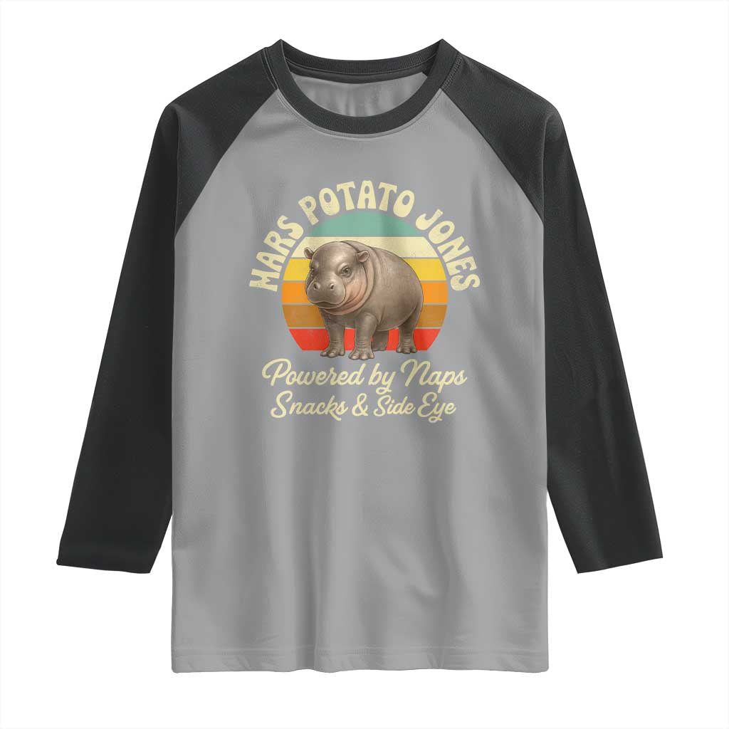 Funny Mars Potato Jones Raglan Shirt Powered by Naps Snacks Side Eye Pygmy Hippo