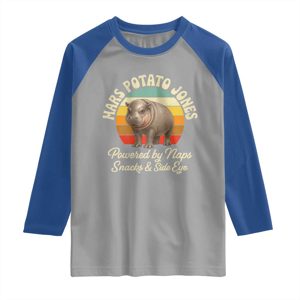 Funny Mars Potato Jones Raglan Shirt Powered by Naps Snacks Side Eye Pygmy Hippo