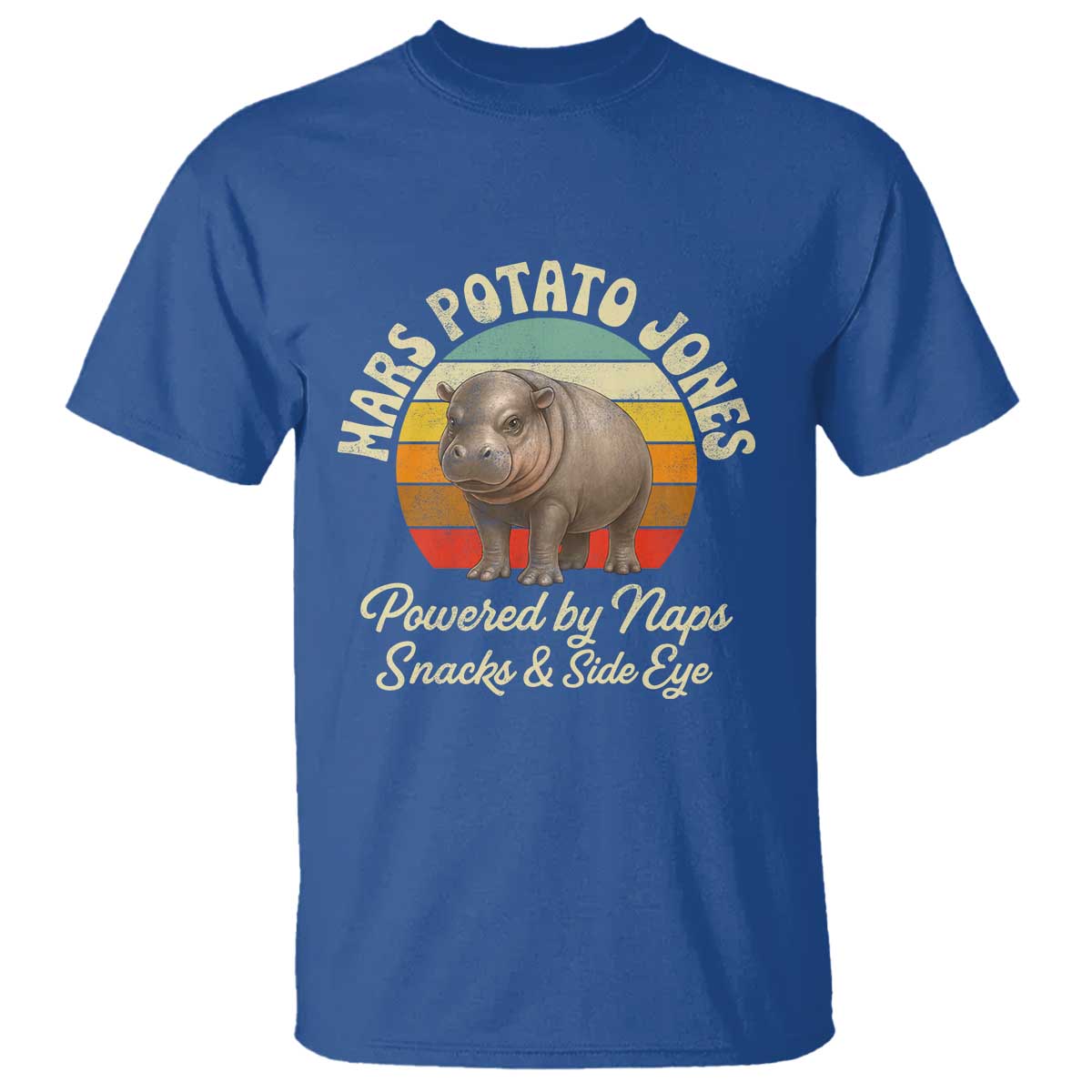 Funny Mars Potato Jones T Shirt Powered by Naps Snacks Side Eye Pygmy Hippo
