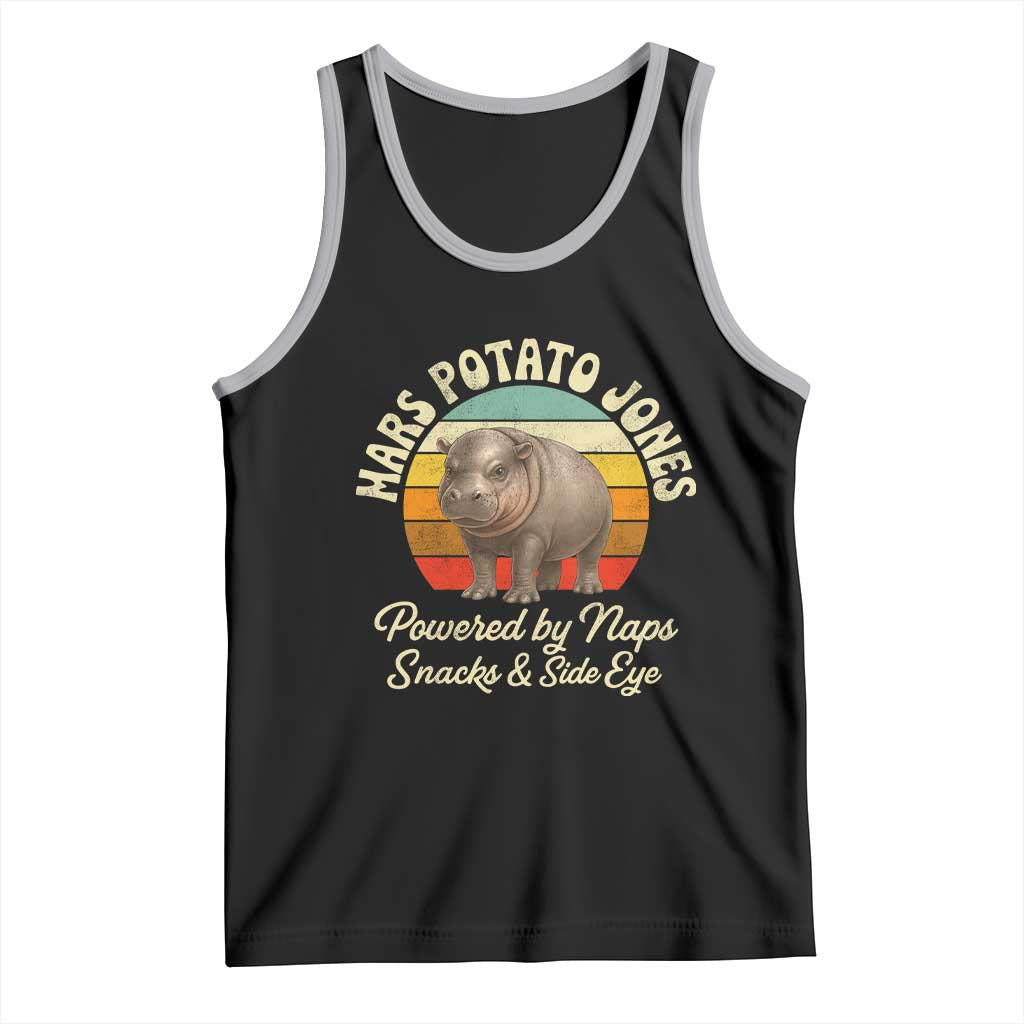 Funny Mars Potato Jones Tank Top Powered by Naps Snacks Side Eye Pygmy Hippo