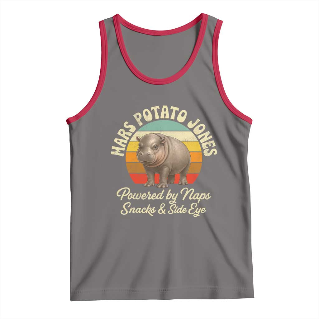 Funny Mars Potato Jones Tank Top Powered by Naps Snacks Side Eye Pygmy Hippo