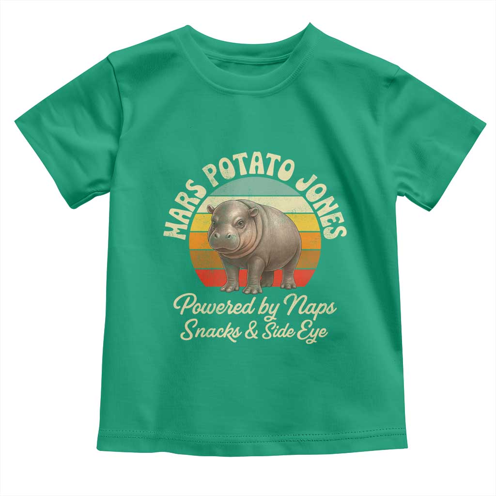 Funny Mars Potato Jones Toddler T Shirt Powered by Naps Snacks Side Eye Pygmy Hippo