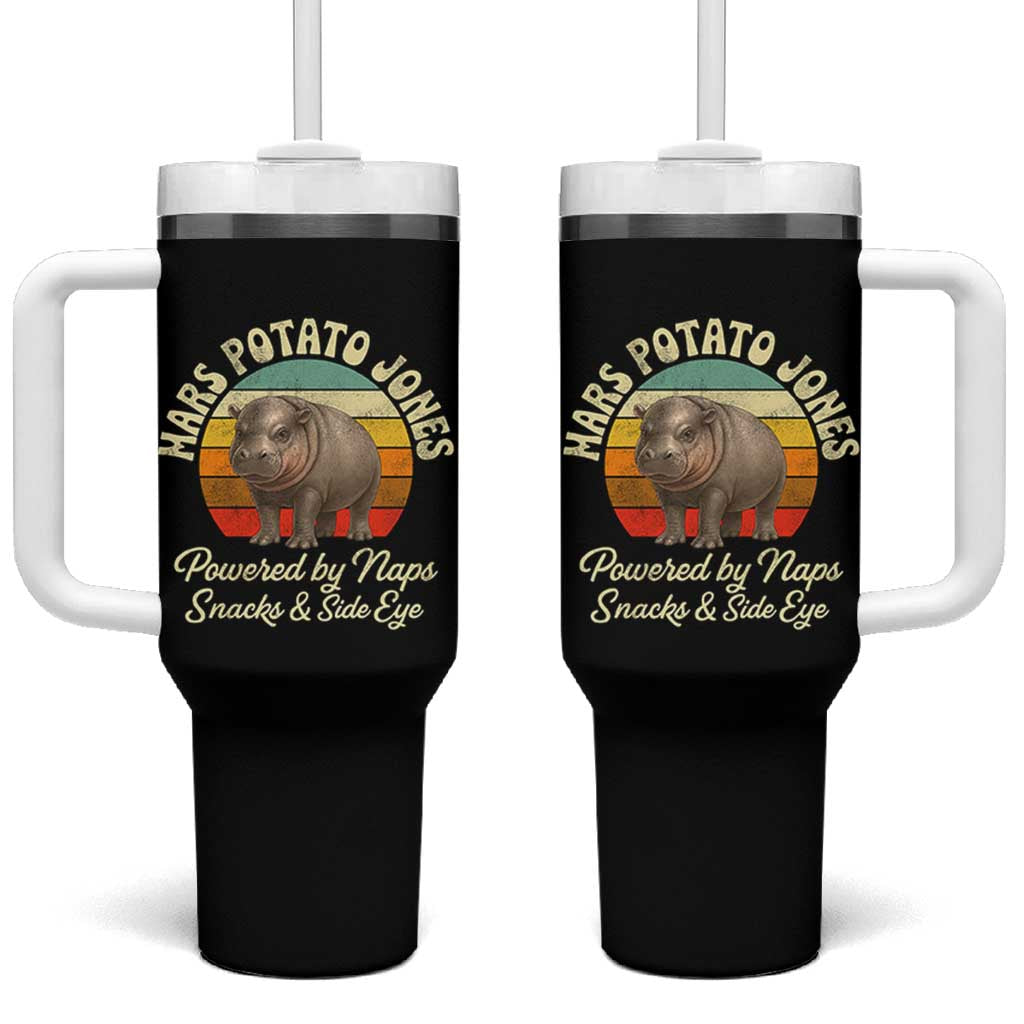 Funny Mars Potato Jones Tumbler With Handle Powered by Naps Snacks Side Eye Pygmy Hippo