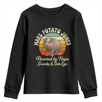 Funny Mars Potato Jones Youth Sweatshirt Powered by Naps Snacks Side Eye Pygmy Hippo