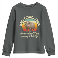 Funny Mars Potato Jones Youth Sweatshirt Powered by Naps Snacks Side Eye Pygmy Hippo