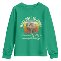 Funny Mars Potato Jones Youth Sweatshirt Powered by Naps Snacks Side Eye Pygmy Hippo