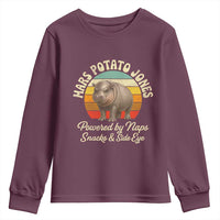 Funny Mars Potato Jones Youth Sweatshirt Powered by Naps Snacks Side Eye Pygmy Hippo