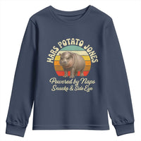 Funny Mars Potato Jones Youth Sweatshirt Powered by Naps Snacks Side Eye Pygmy Hippo