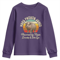 Funny Mars Potato Jones Youth Sweatshirt Powered by Naps Snacks Side Eye Pygmy Hippo