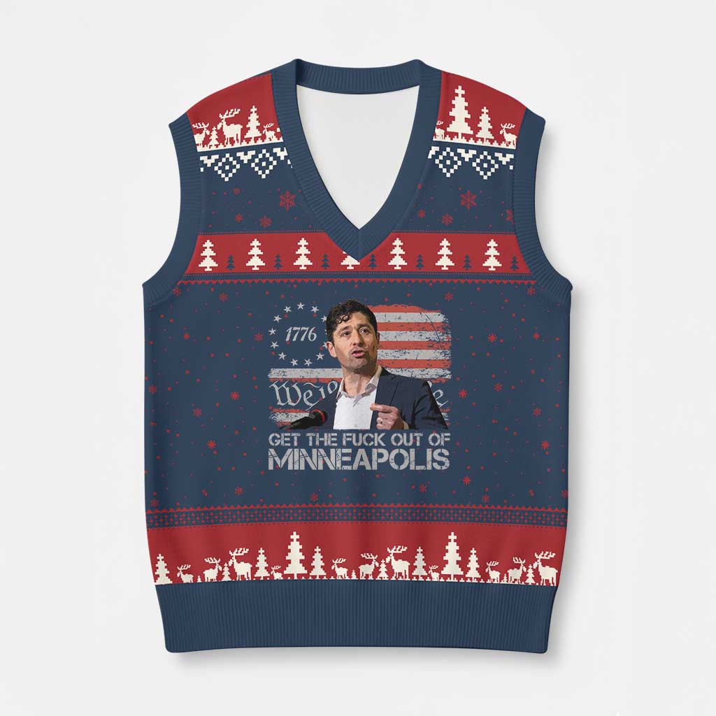 Get The Fuck Out Of Minneapolis V-Neck Knit Sweater Vest Mayor Resistance Protest Jacob Political