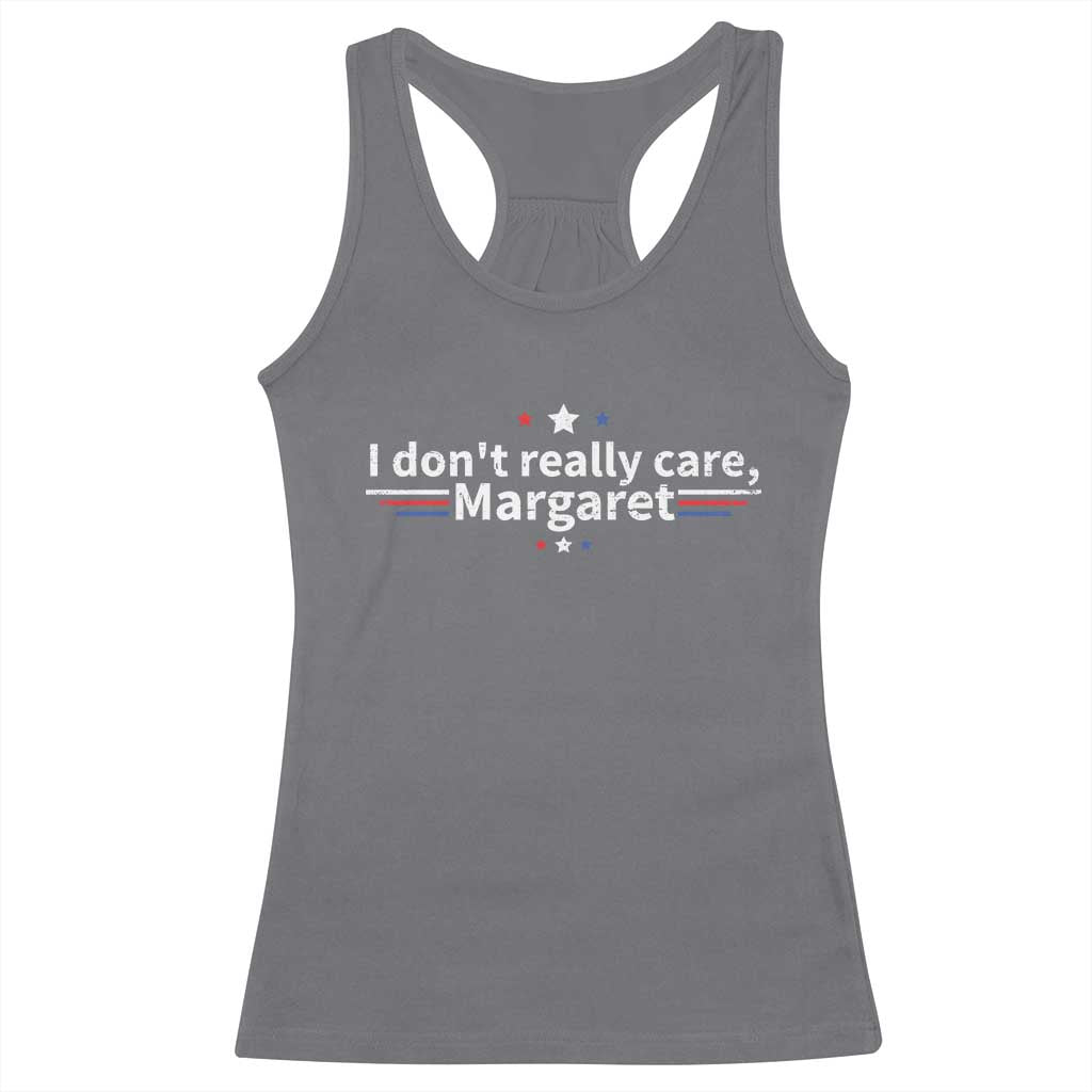 Funny JD Vance 2025 I Don't Really Care Margaret Racerback Tank Top Vintage USA Flag Star